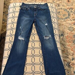 Rock & Republic Dark Blue Distressed Straight Leg Jeans